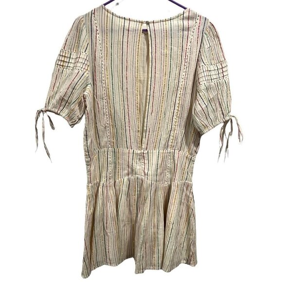 Tularosa Kendra Metallic Rainbow Stripe Cotton Open back Mini Dress - Picture 6 of 9